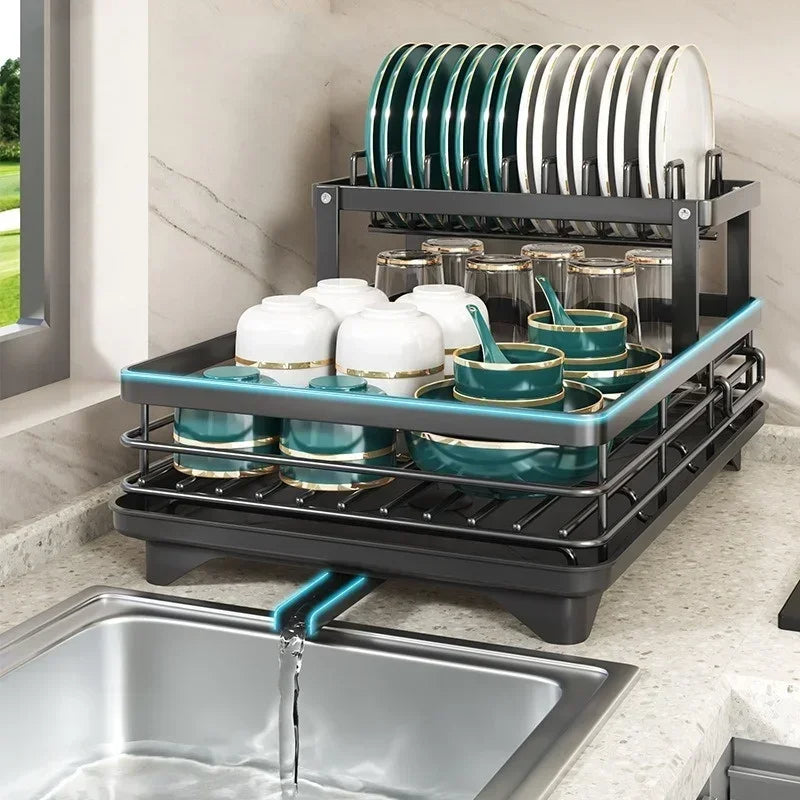 1 Or 2-Tier Space-Saving Kitchen Dish Drying Rack