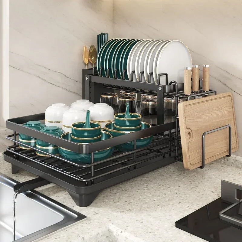 1 Or 2-Tier Space-Saving Kitchen Dish Drying Rack